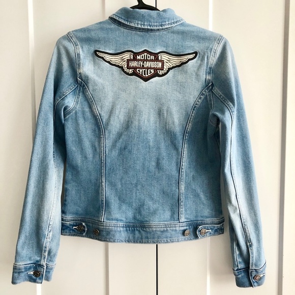 Harley-Davidson, Womens, Winged‎ Logo, Denim Jean Jacket, XS, Good Condition - Picture 1 of 15